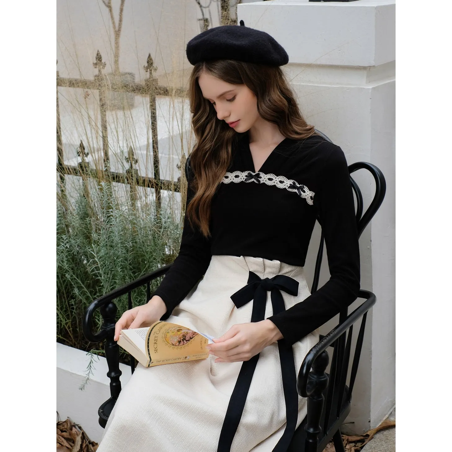 Elegant embroidered ribbon tops
