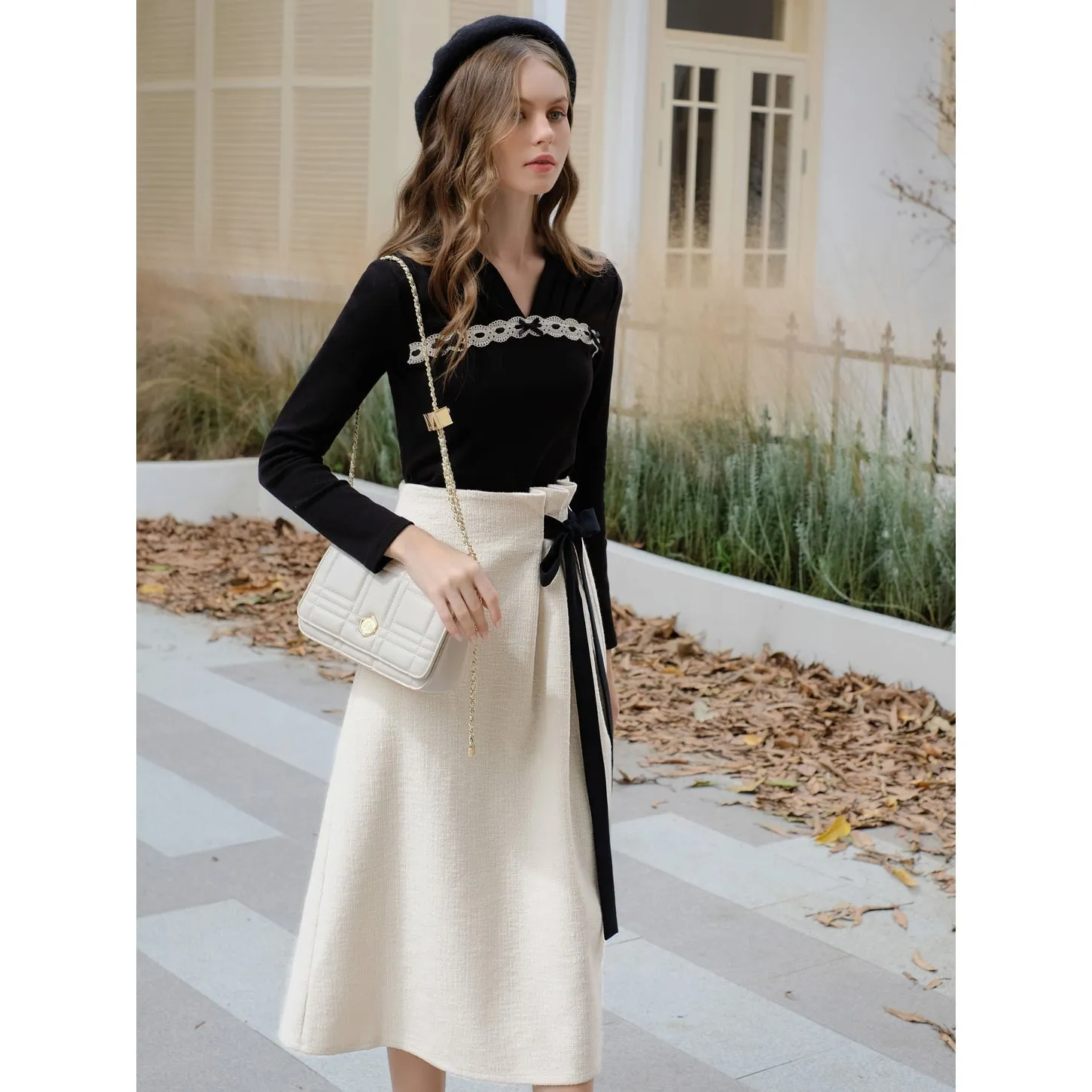 Elegant embroidered ribbon tops