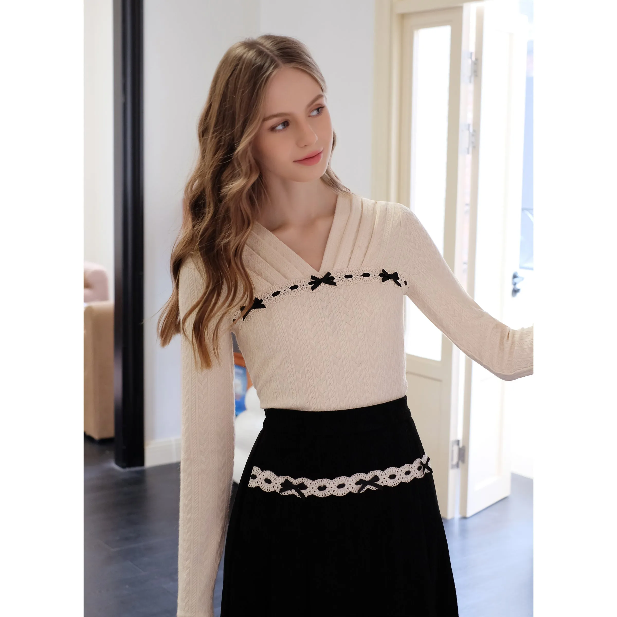 Elegant embroidered ribbon tops