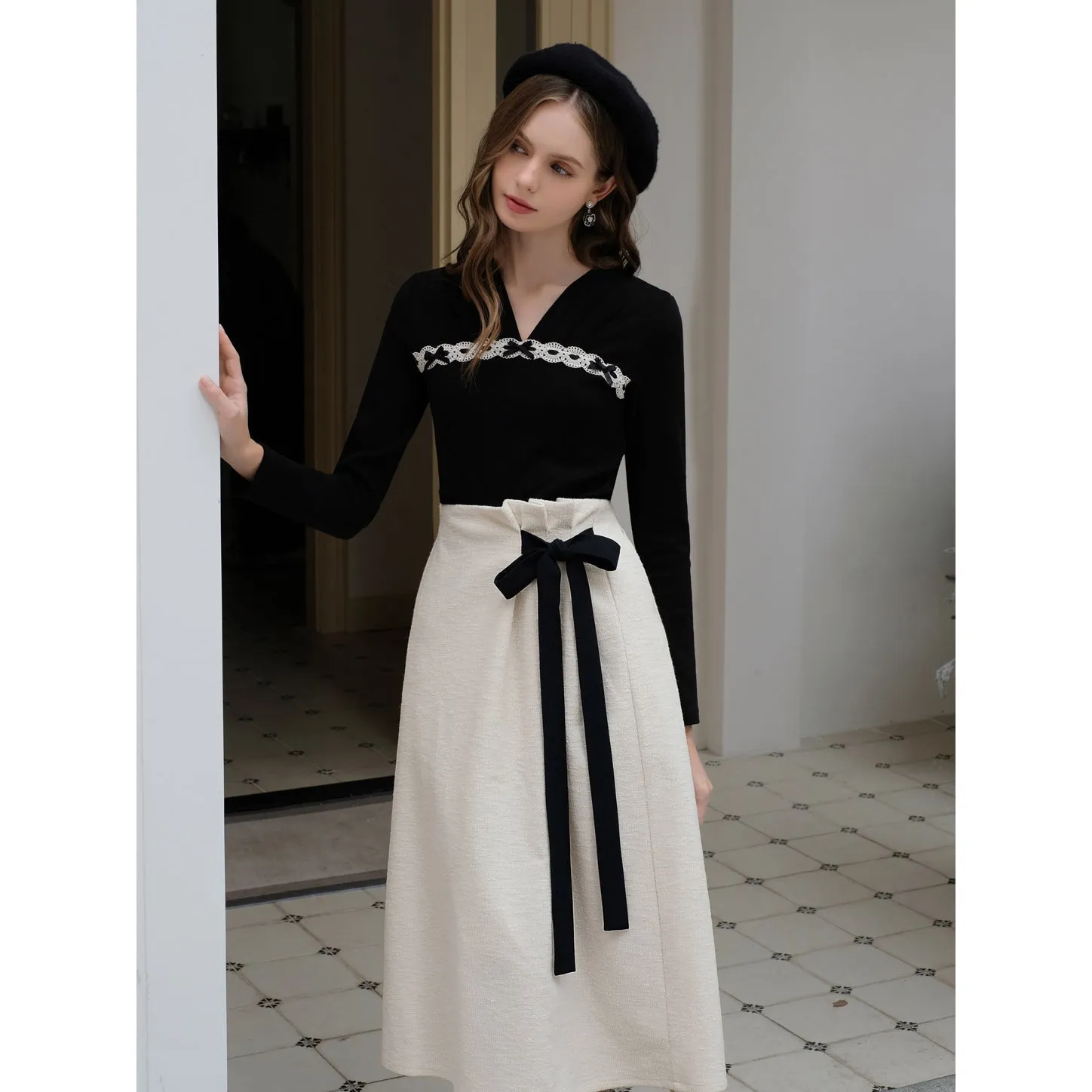 Elegant embroidered ribbon tops