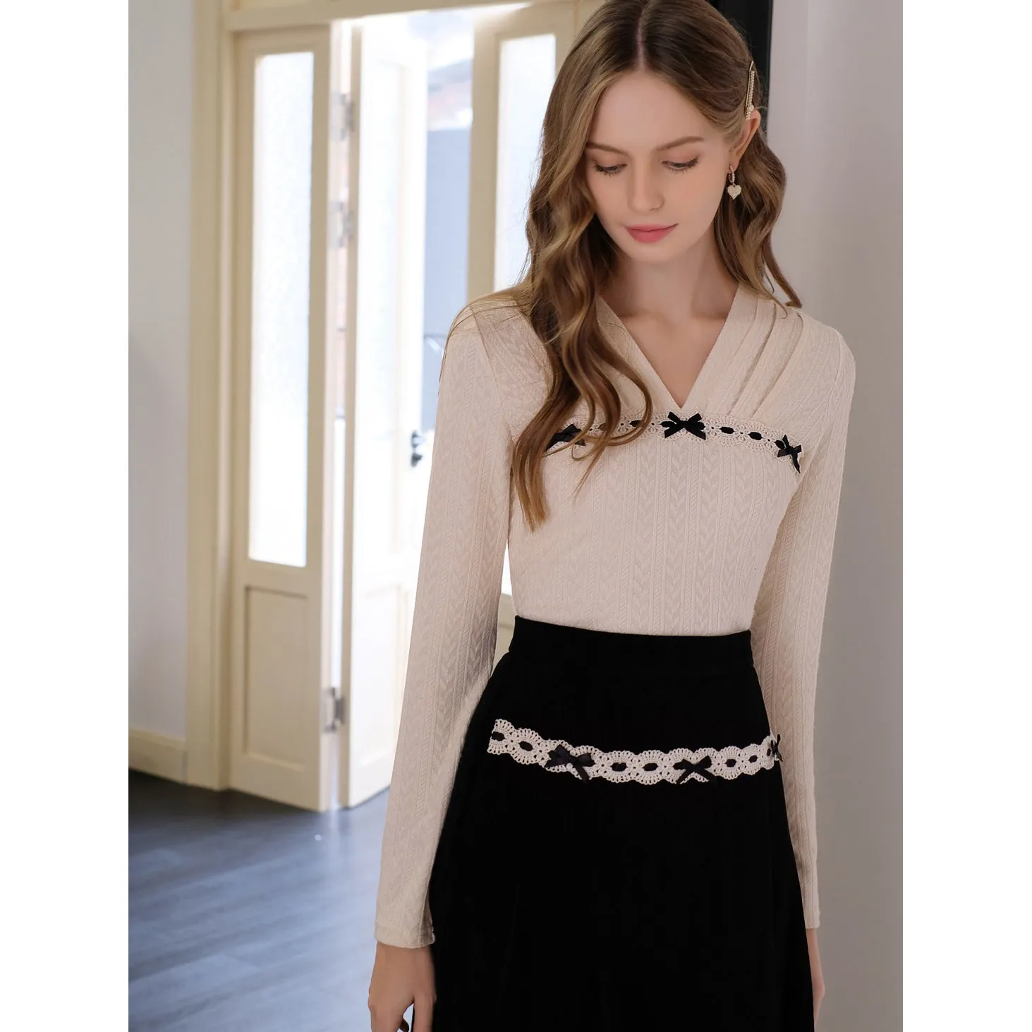 Elegant embroidered ribbon tops