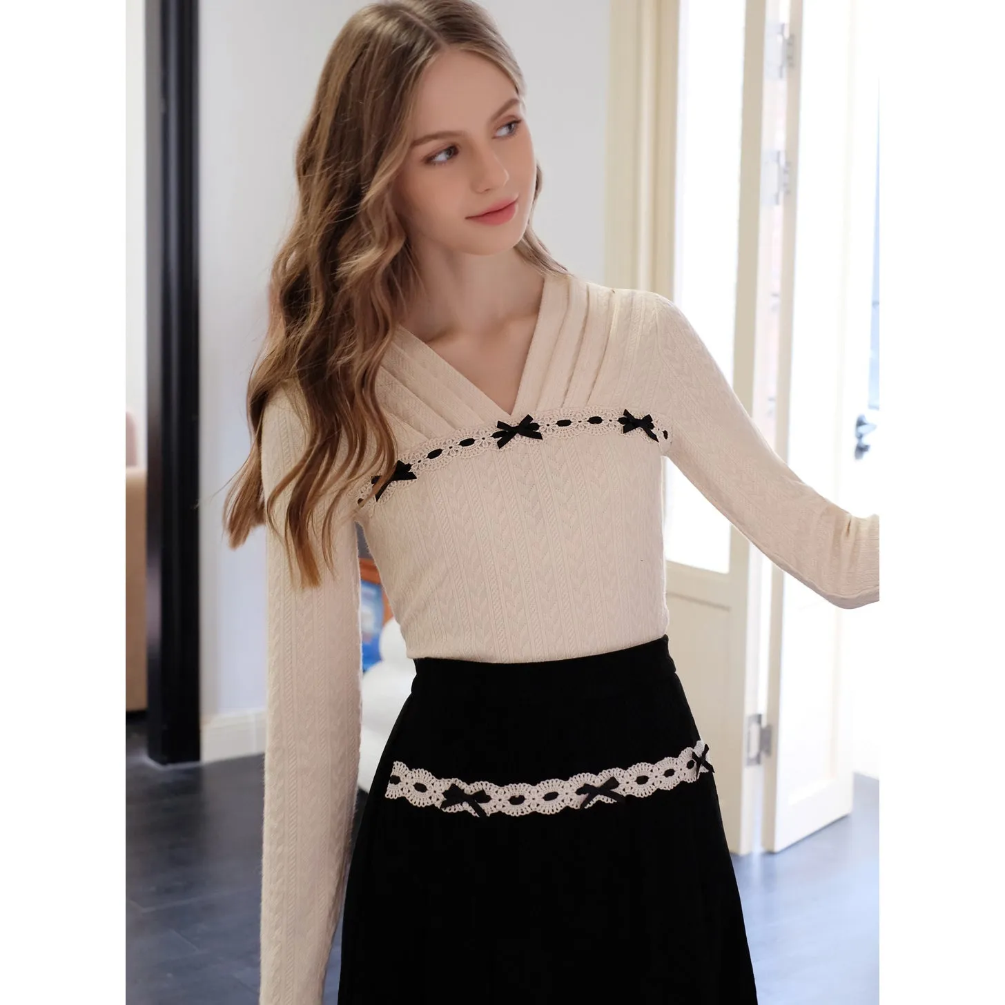 Elegant embroidered ribbon tops