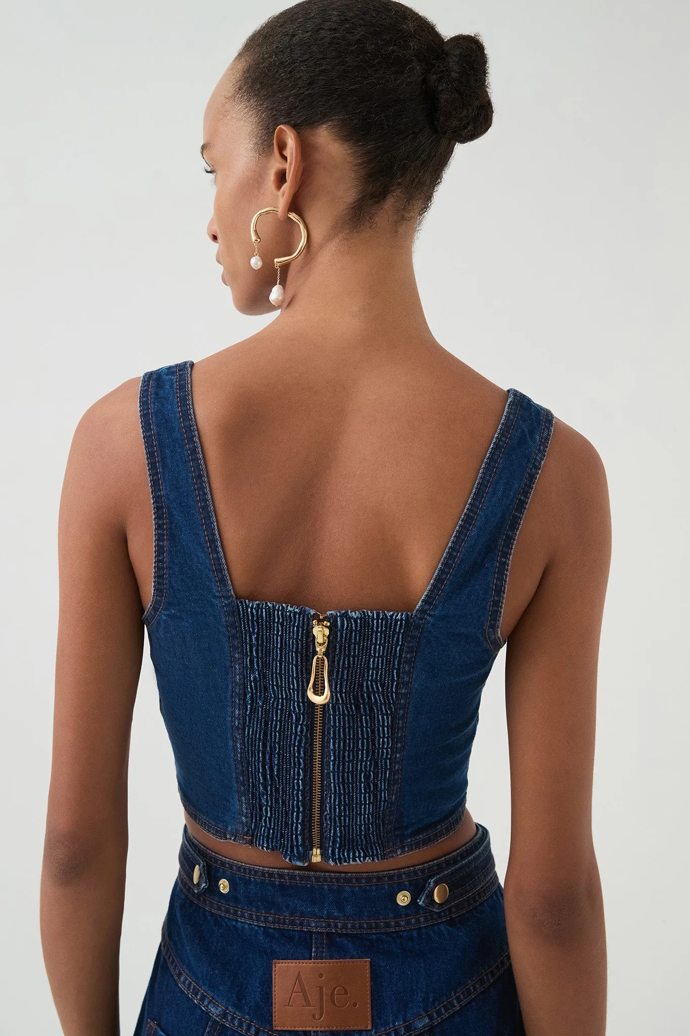 Elena Denim Cropped Bustier