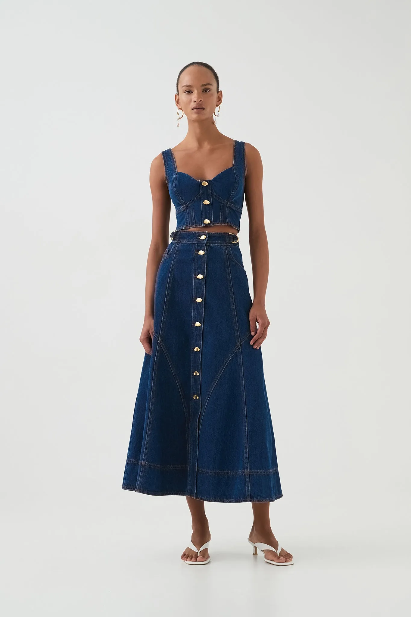 Elena Denim Cropped Bustier