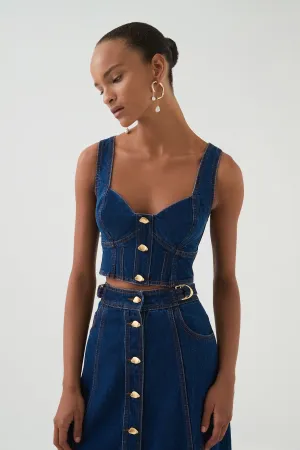 Elena Denim Cropped Bustier