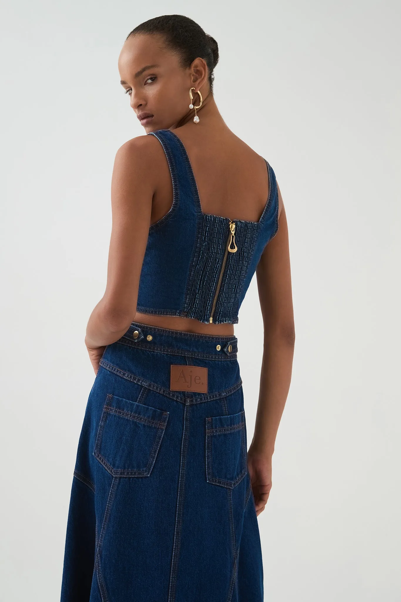 Elena Denim Cropped Bustier
