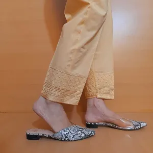 Embroided – Cotton Trouser – Beige – KT03