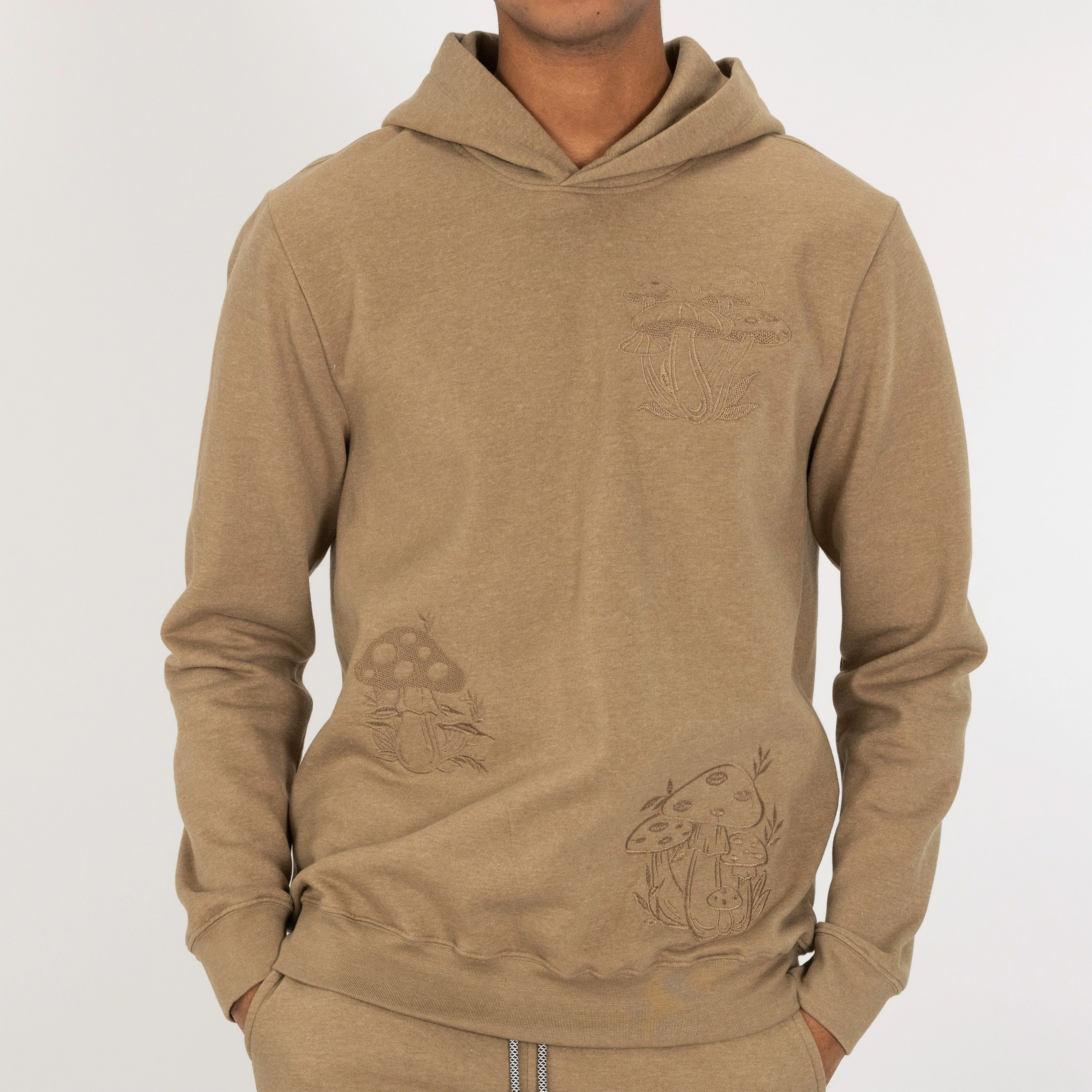 Embroidered Front Hoodie  - Elmwood / Mushroom