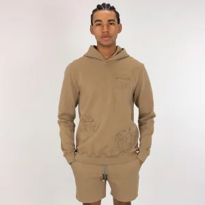 Embroidered Front Hoodie  - Elmwood / Mushroom