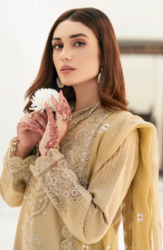 Embroidered Pakistani Salwar Kameez Dupatta Golden Salwar Suit