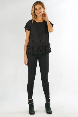 Embroidered Ruffle Blouse