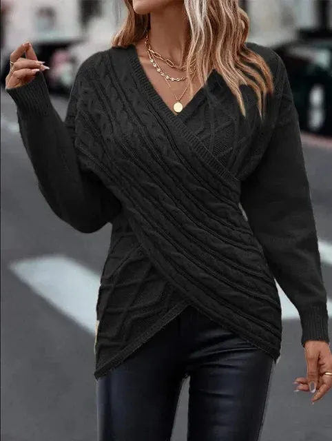 Emmy | Elegant Women's Cross Sweater