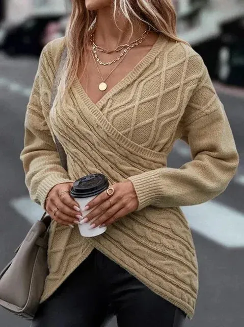Emmy | Elegant Women's Cross Sweater