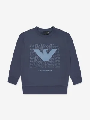 Emporio Armani Boys Logo Sweatshirt in Blue