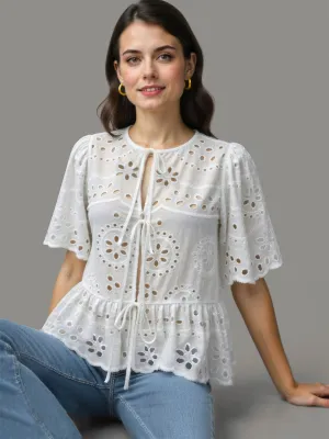 Eyelet Bowtie Front Top
