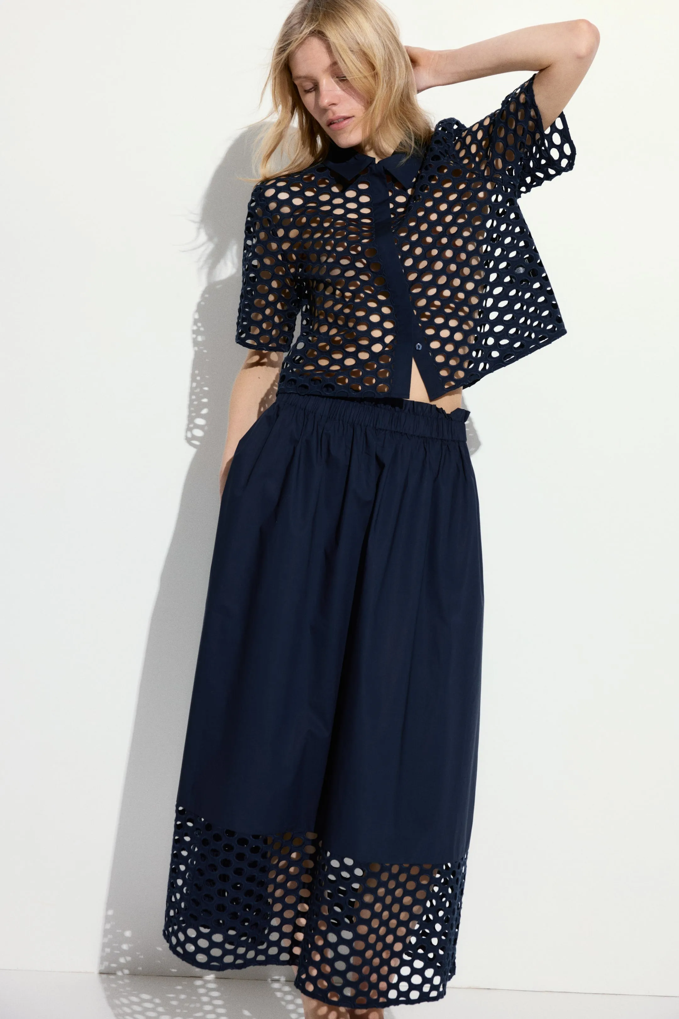 Eyelet-embroidered shirt