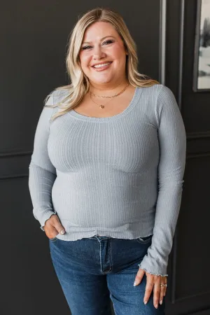 Feeling Elated Knit Top- Light Blue