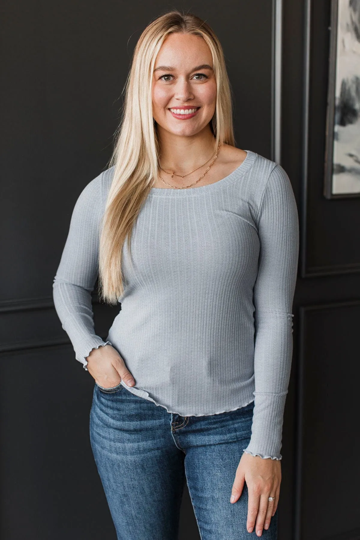 Feeling Elated Knit Top- Light Blue
