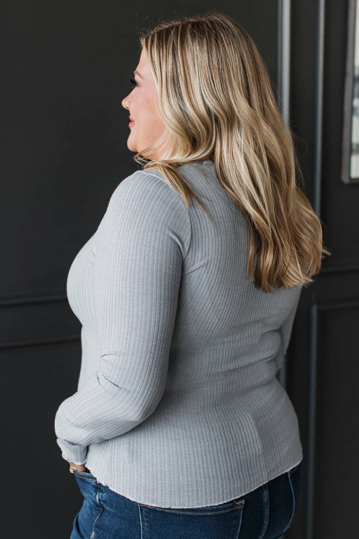 Feeling Elated Knit Top- Light Blue