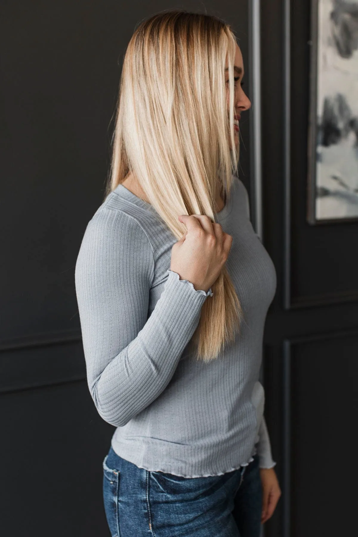 Feeling Elated Knit Top- Light Blue