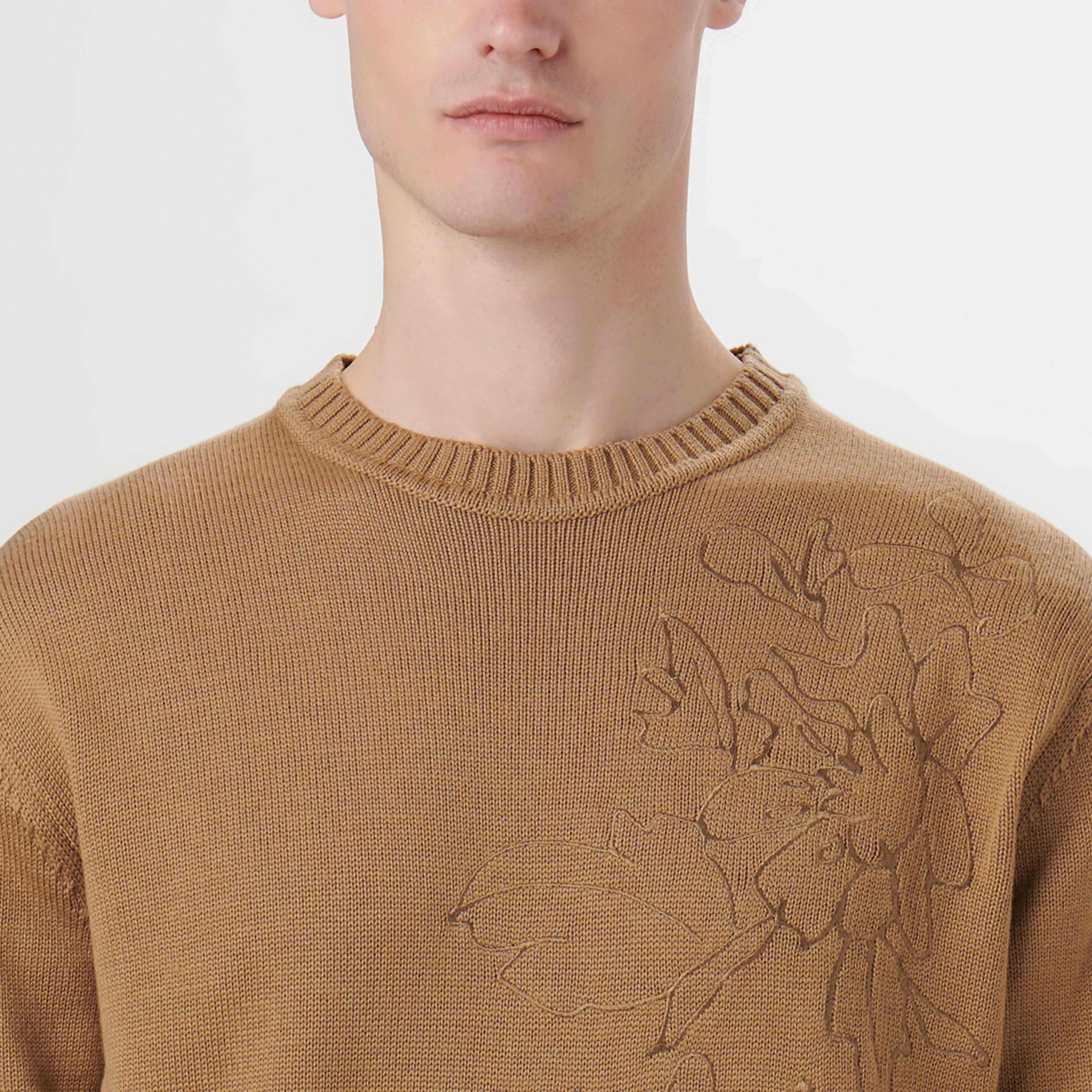 Floral Embroidered Crew Neck Sweater