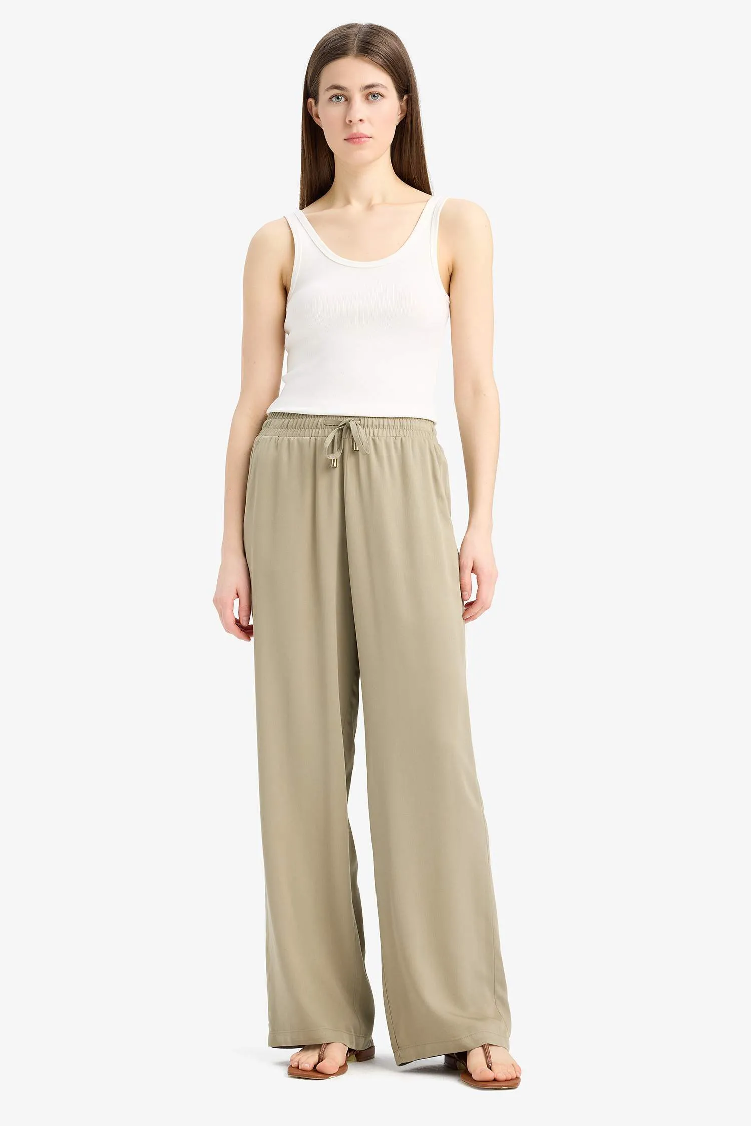 Florida Belmando Fabric Palazzo Pants High Waist Wide Leg