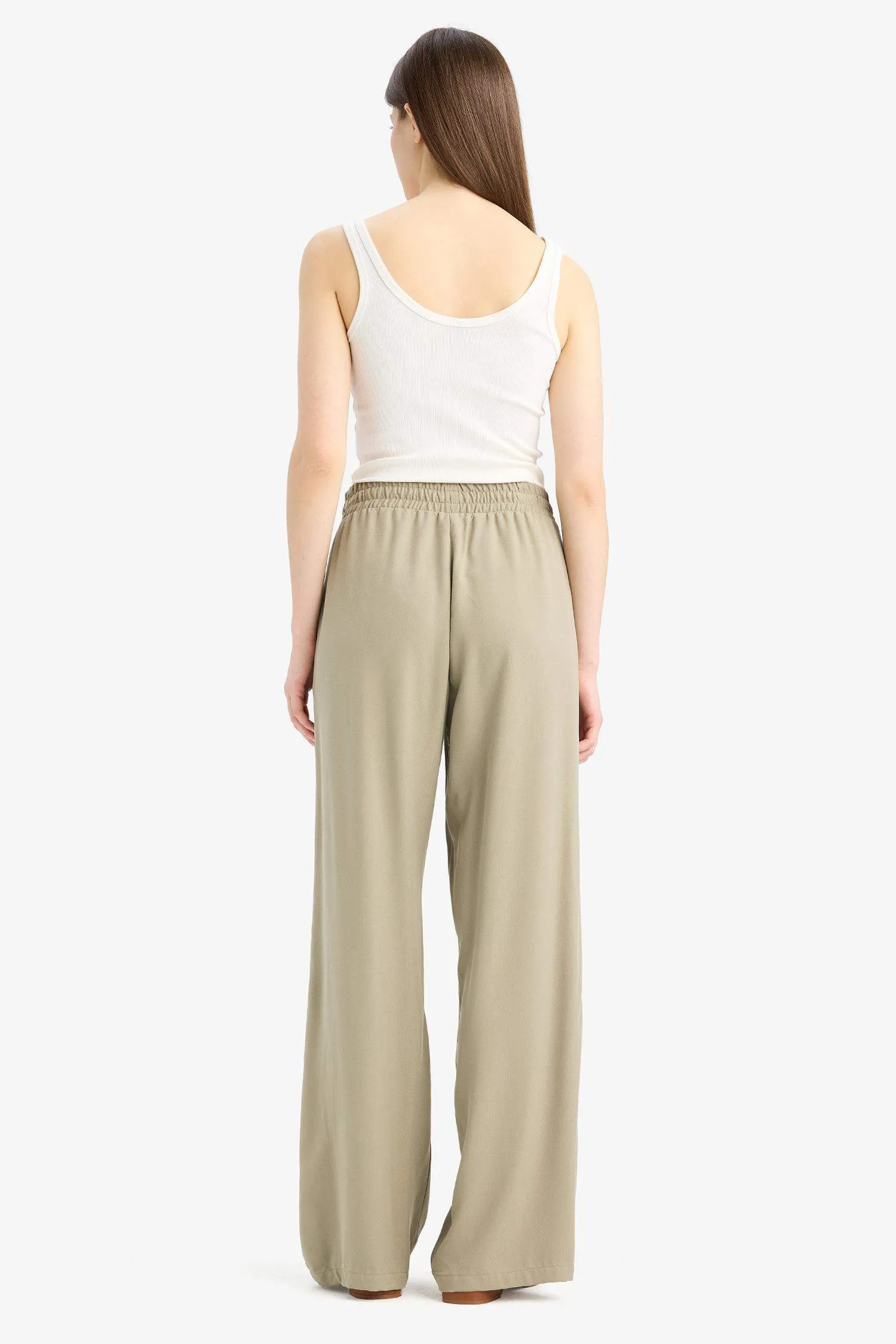 Florida Belmando Fabric Palazzo Pants High Waist Wide Leg