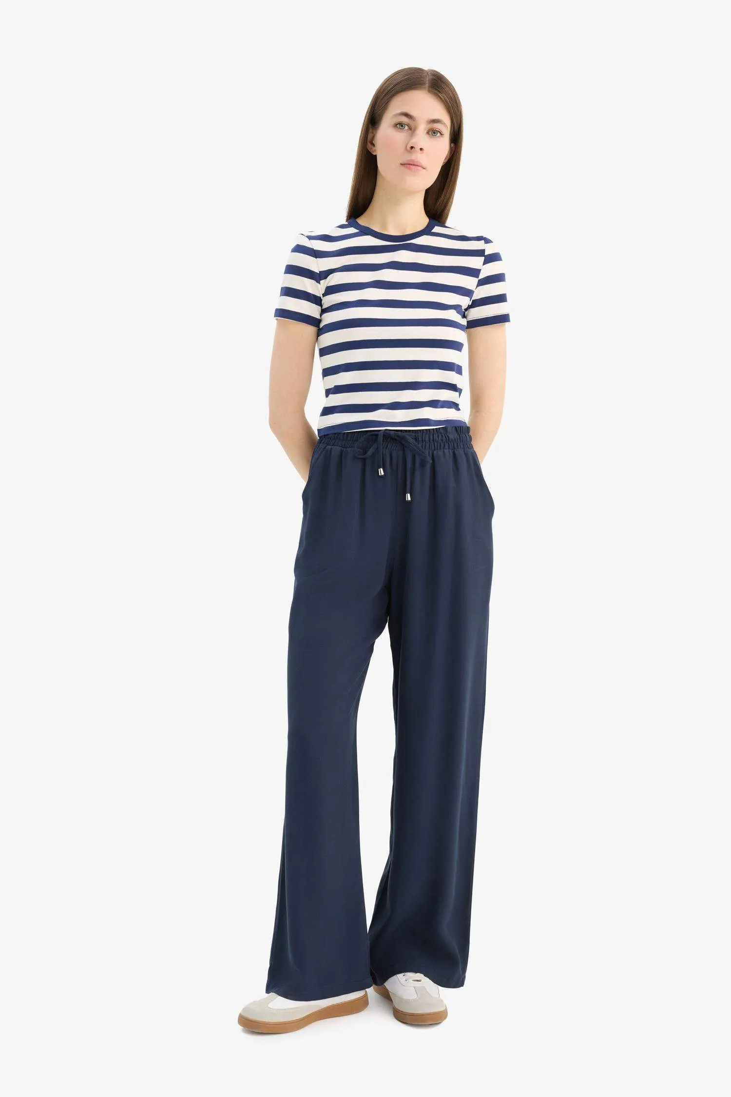 Florida Belmando Fabric Palazzo Pants High Waist Wide Leg
