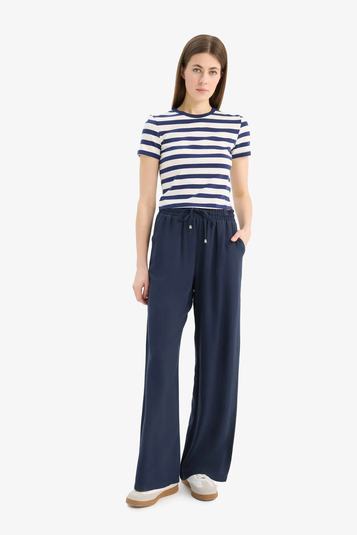 Florida Belmando Fabric Palazzo Pants High Waist Wide Leg