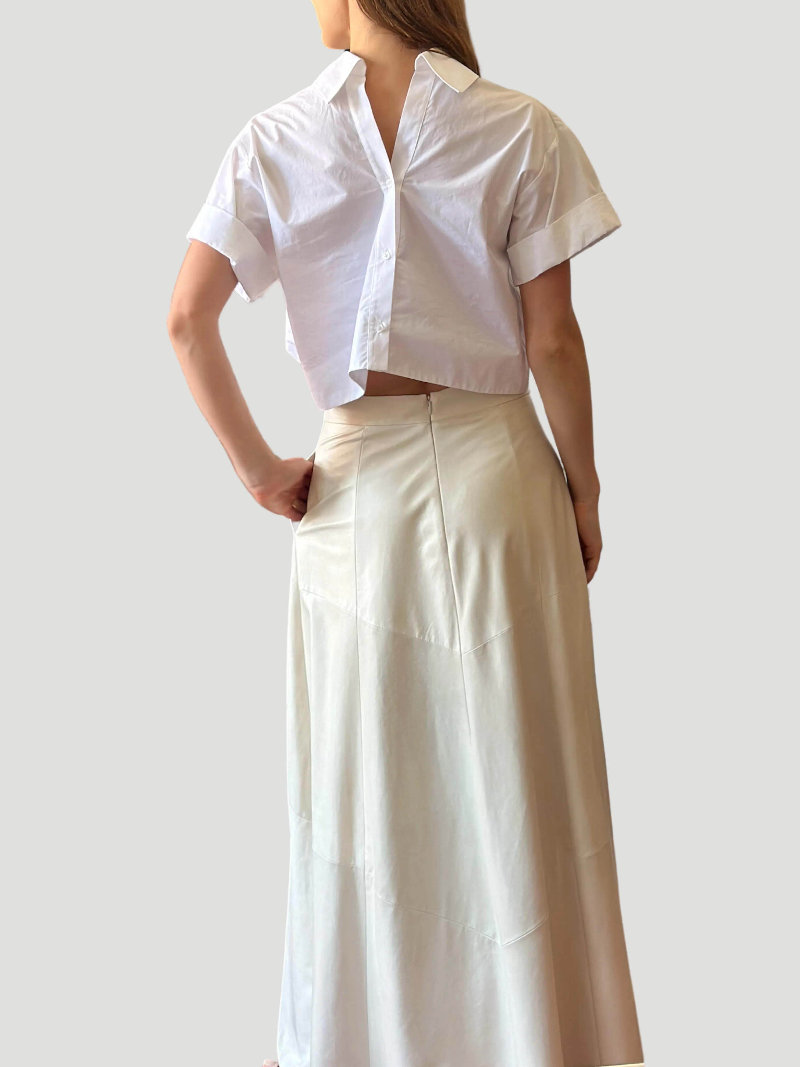 Forever and Always Cotton Cropped Shirt in White