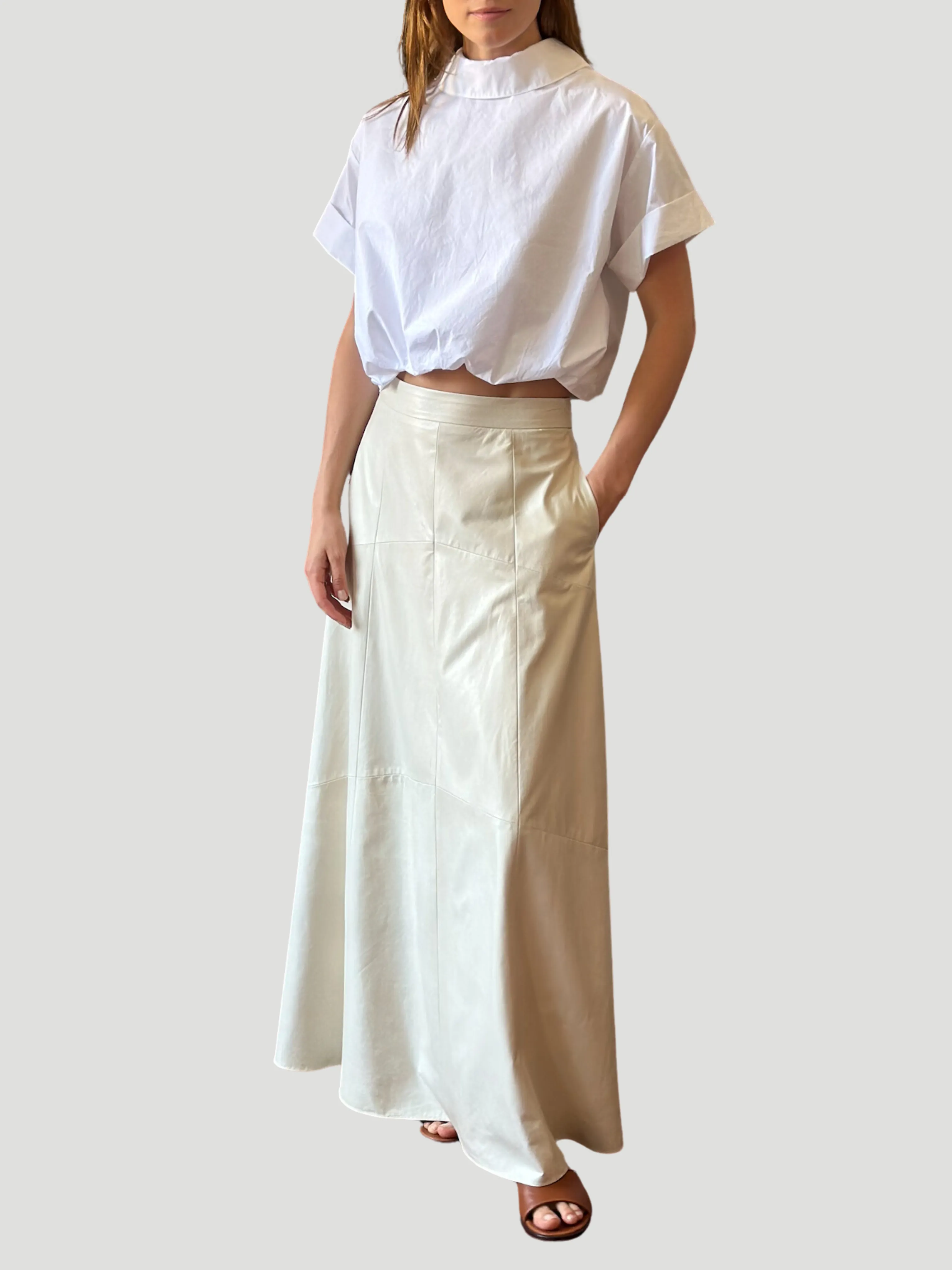 Forever and Always Cotton Cropped Shirt in White
