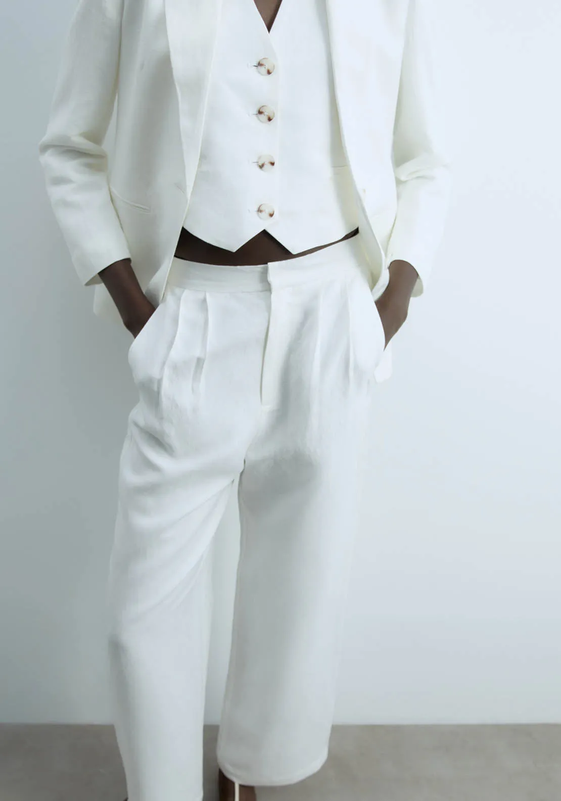 Formal Linen Trousers - White