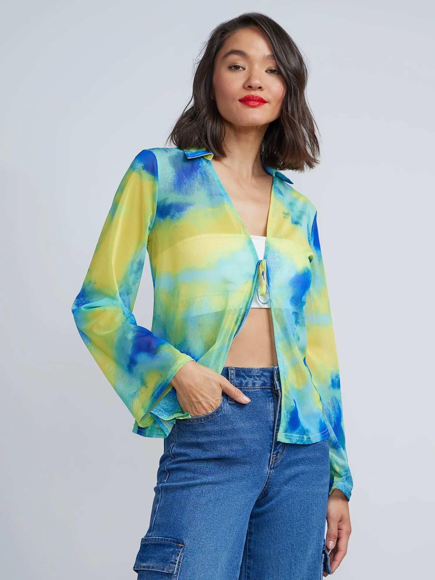 Front Tie Mesh Top