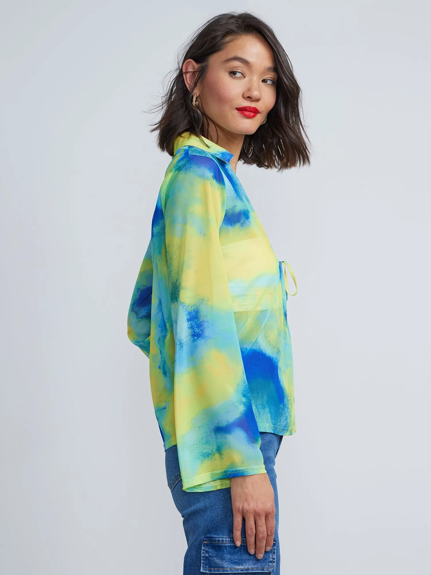 Front Tie Mesh Top