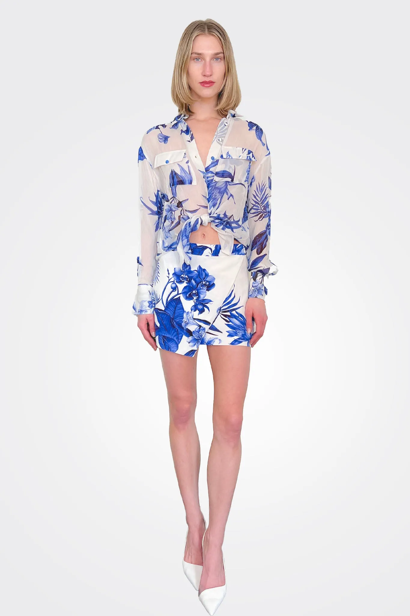 Gabi Blouse - White Blue