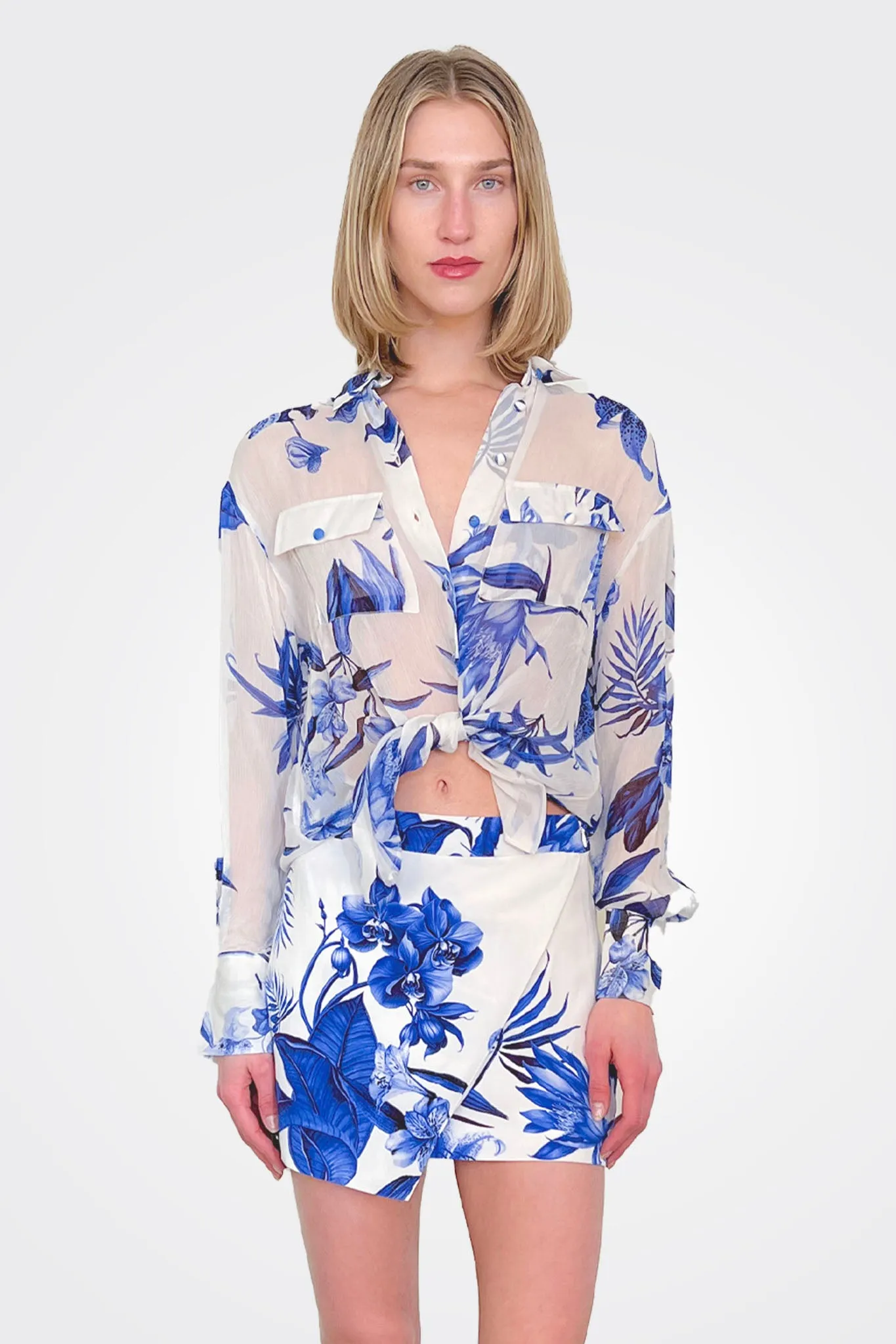 Gabi Blouse - White Blue