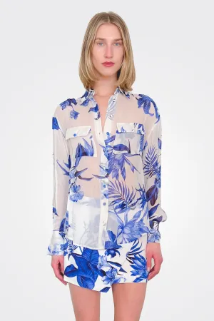 Gabi Blouse - White Blue