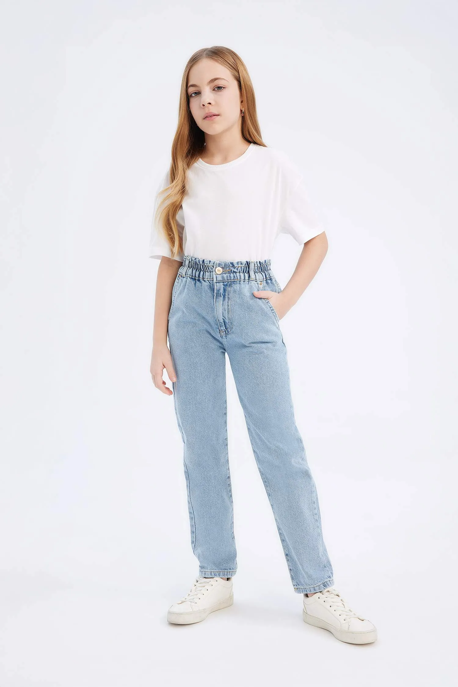 Girl Paperbag Cotton Jogger Jeans