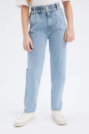 Girl Paperbag Cotton Jogger Jeans