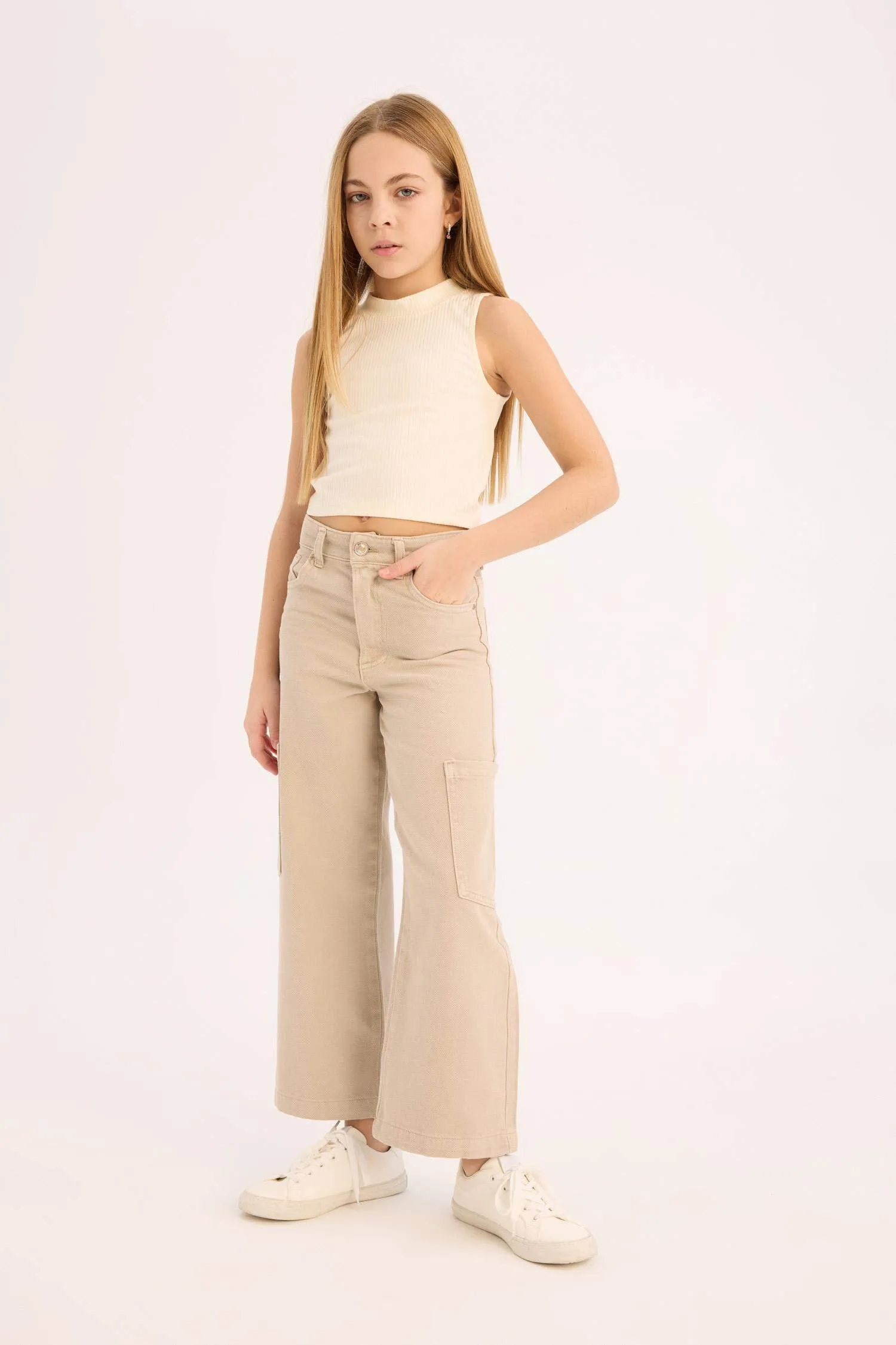 Girl Wide Leg Cargo Jeans