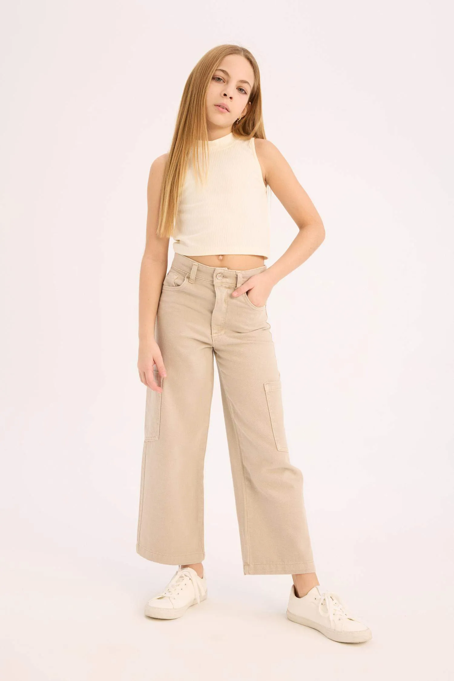 Girl Wide Leg Cargo Jeans