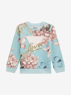 Girls Butterfly Collage Sweatshirt in Blue