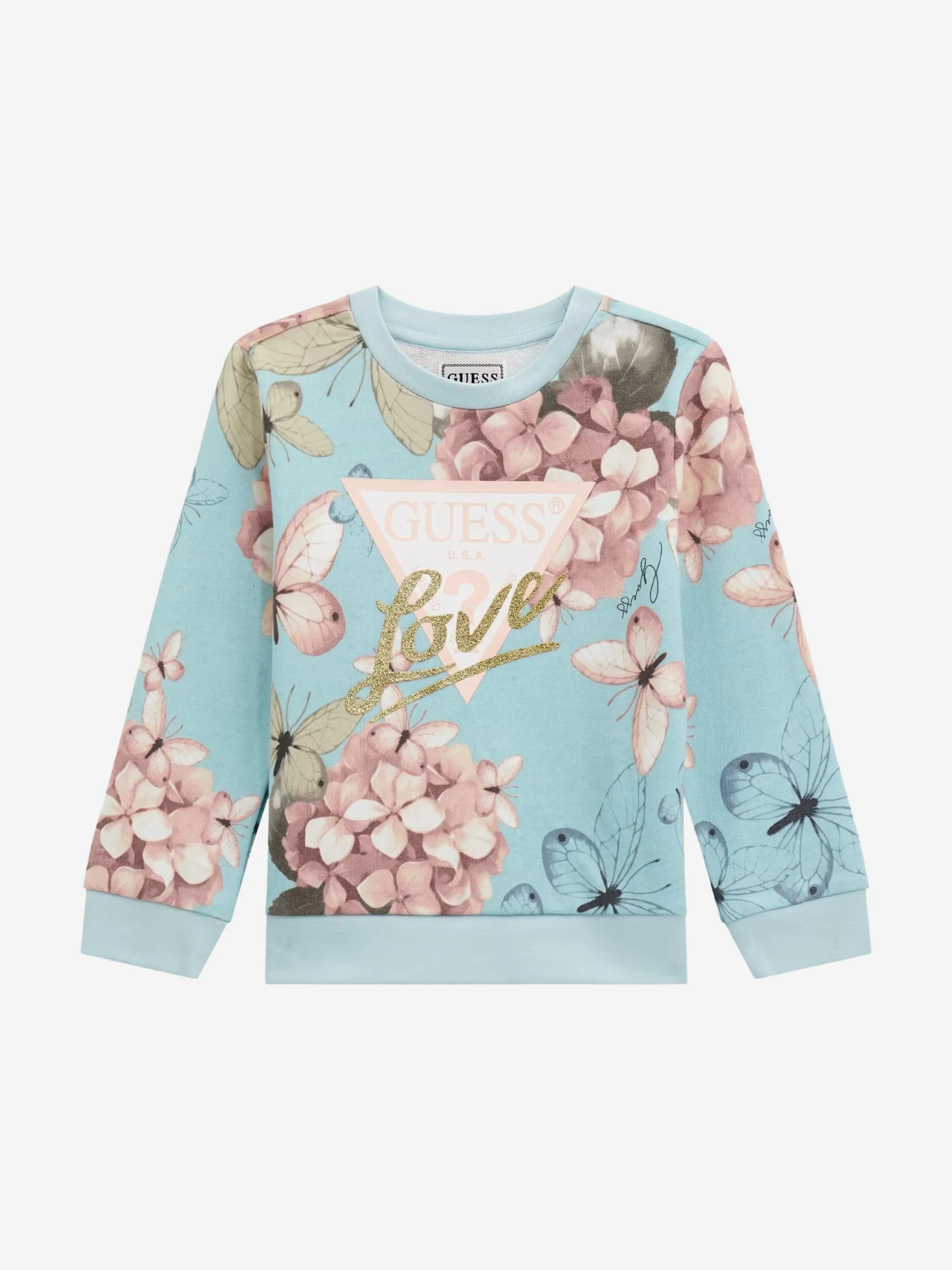 Girls Butterfly Collage Sweatshirt in Blue