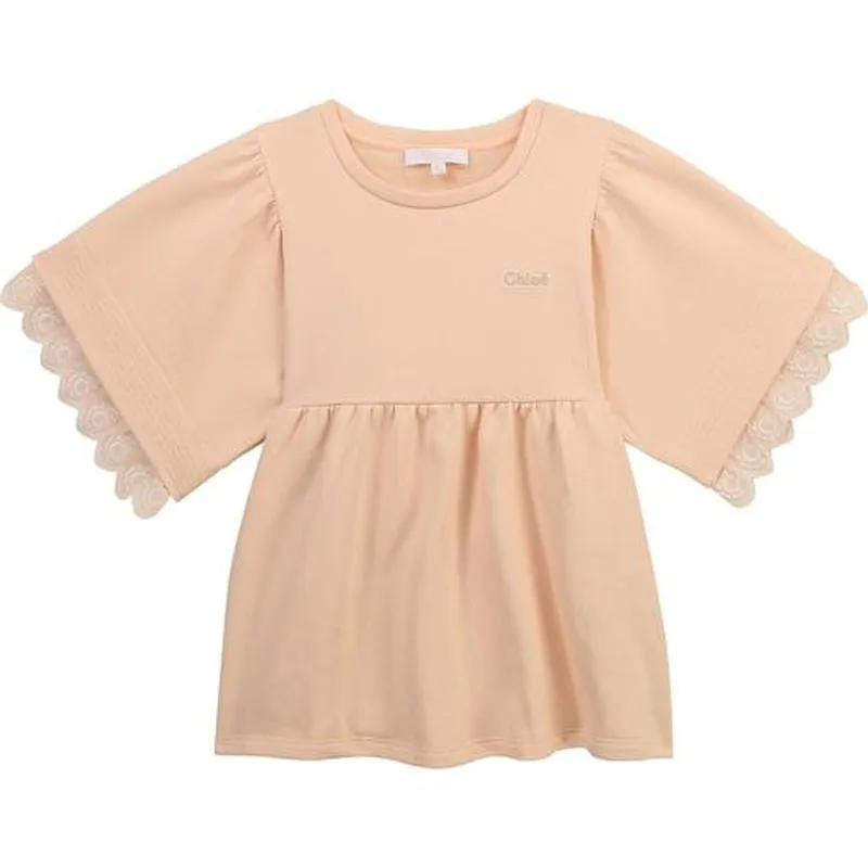 Girls Peach Embroidered Top