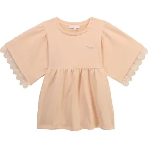 Girls Peach Embroidered Top