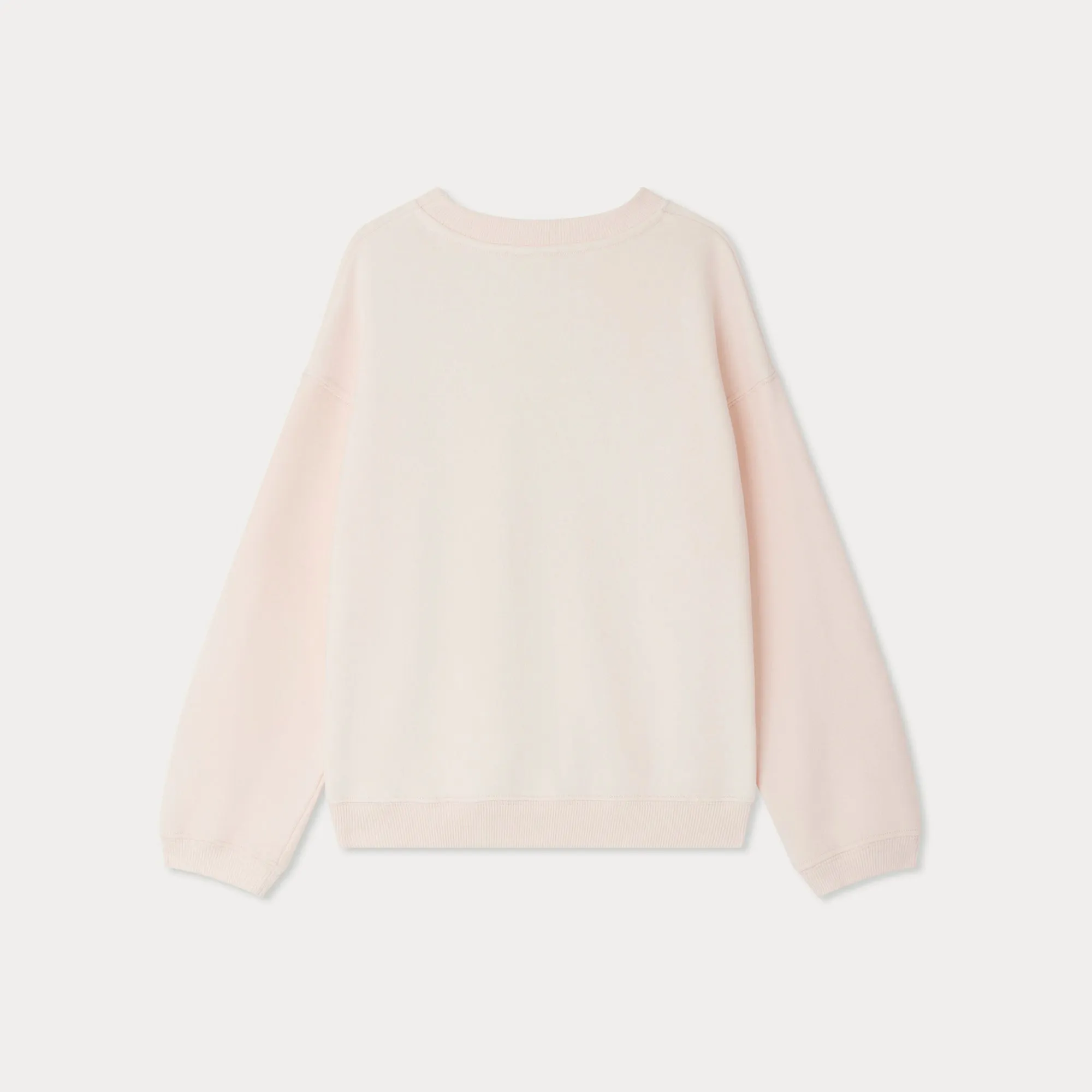 Girls Pink Letter Embroidered Cotton Pullover Sweatershirt