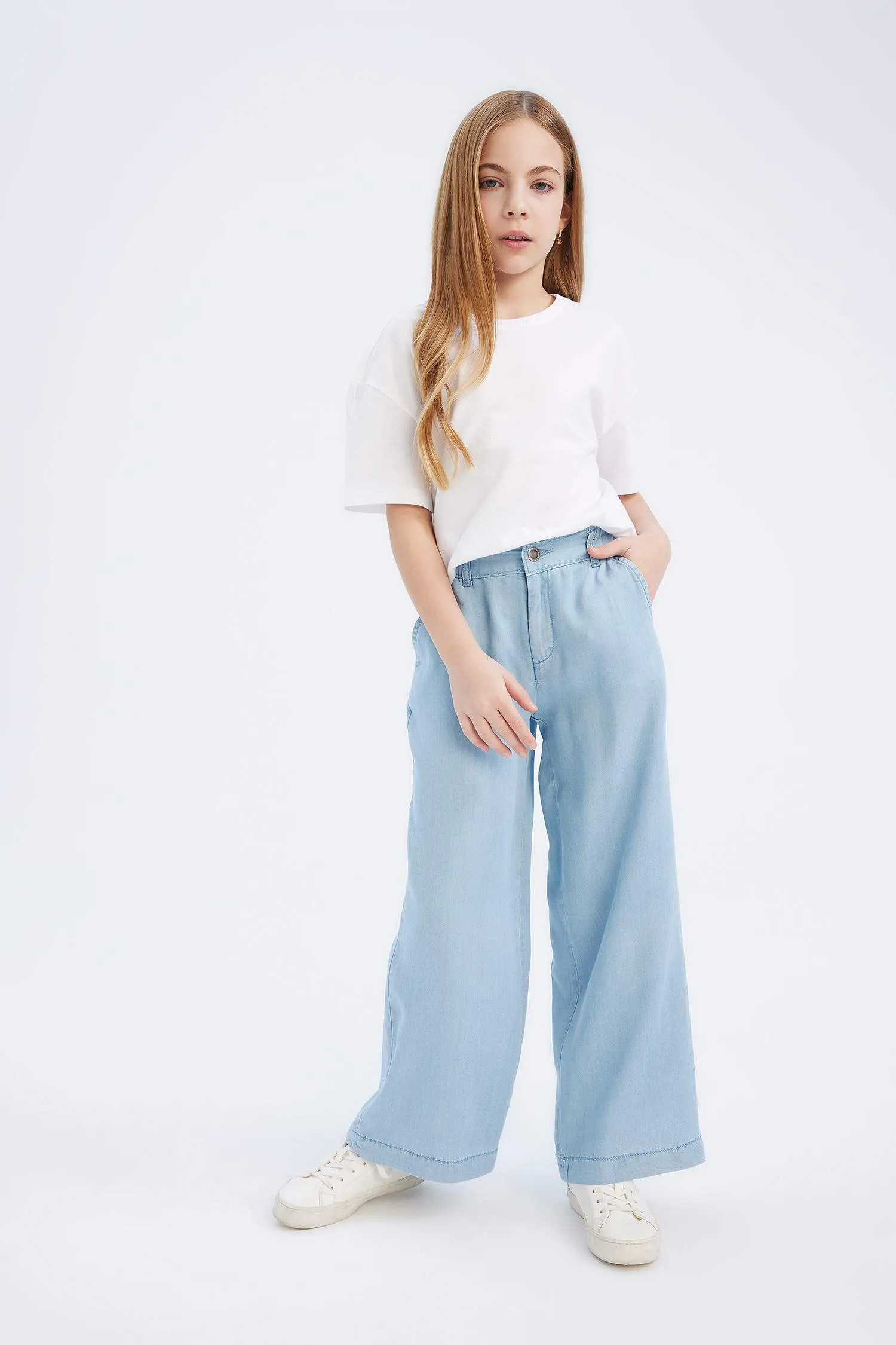 Girls Wide Legs Jean Pants