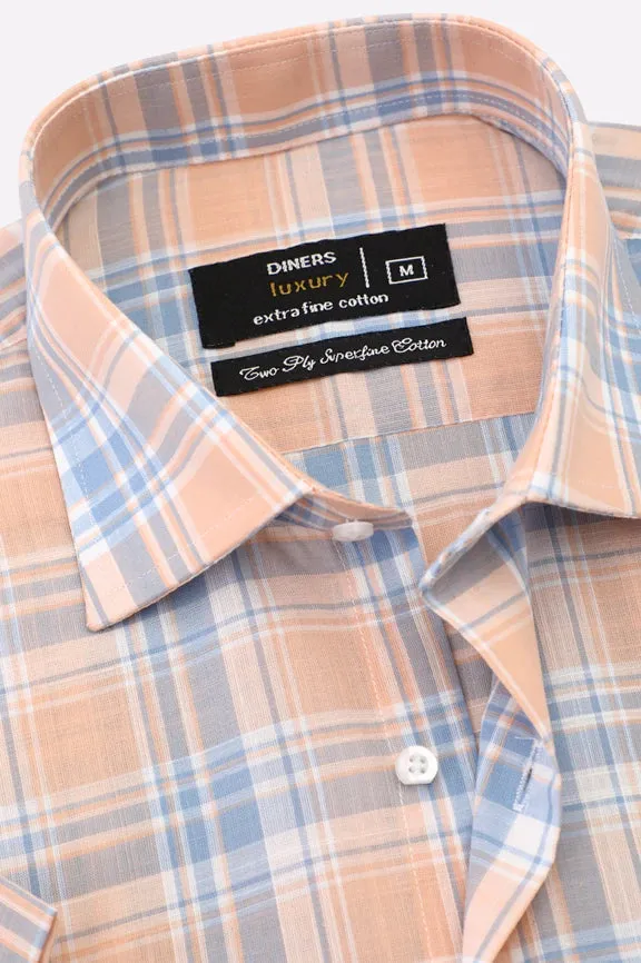 Glen Plaid Check Formal Shirt (Half Sleeves)