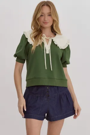 Green Peter Pan Collar Knit