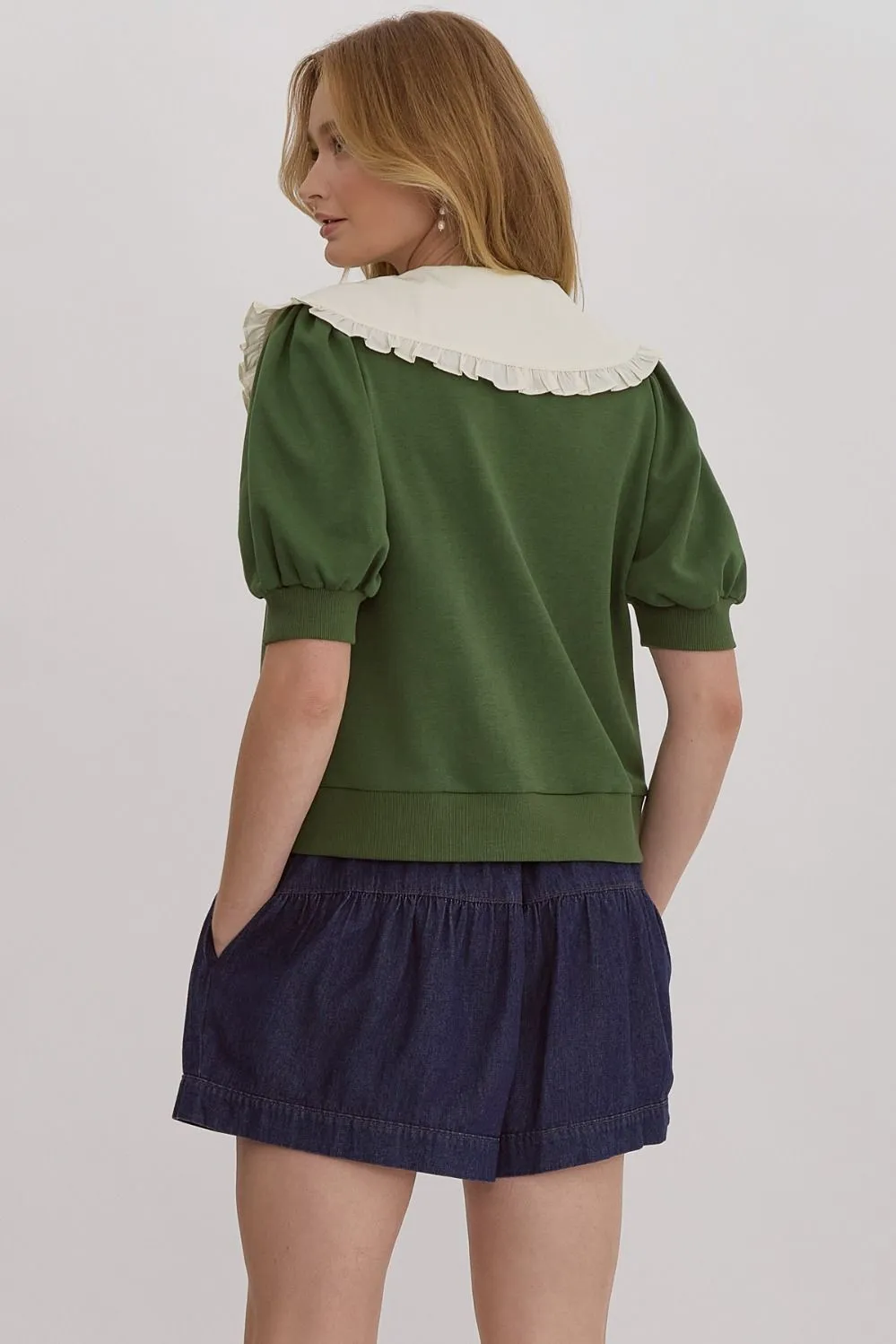 Green Peter Pan Collar Knit